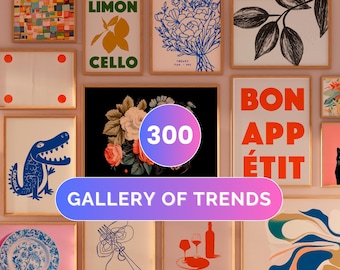 Eclectic Gallery Wall Art Set | 300 Trendy Retro Prints (Digital Download)