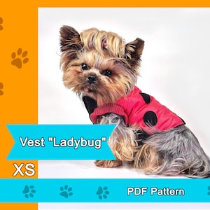 Pattern of the &quot;Ladybug&quot; vest for a dog. PDF file. Size XS
