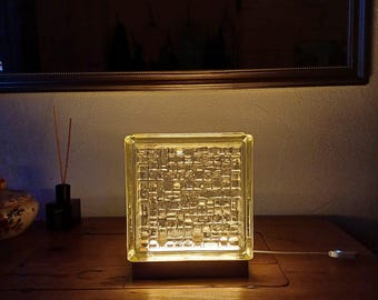 Handmade glass block lamp from the Black Forest, birthday gift, vintage decorative lamp, upcycled