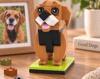 Personalized Brick Dog Figure From Photo, Custom Pet Keepsake, Handmade Dog Lover Gift, Unique Animal Memory Figurine