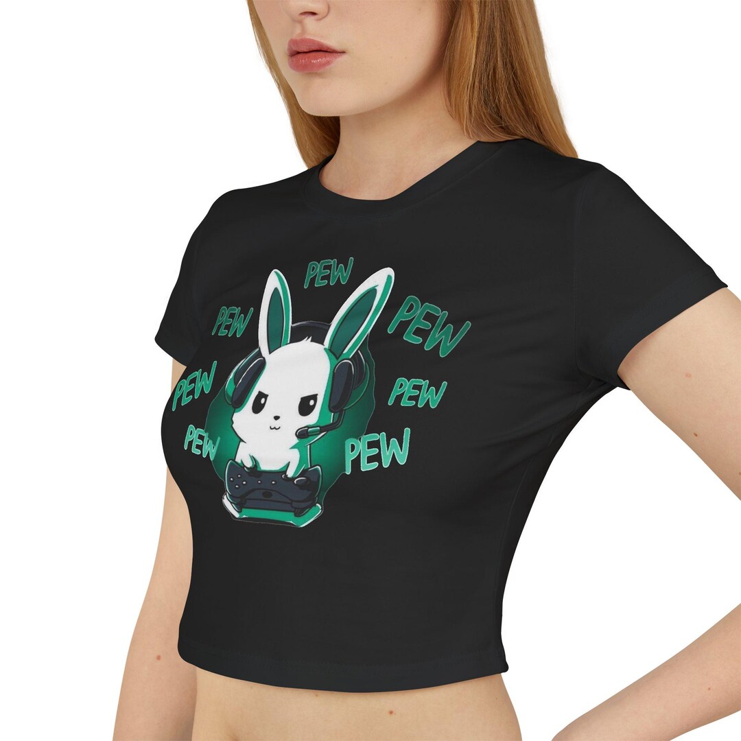 Rabbit and Fun Desinged Crop Top, Gamer Rabbit Design Gift Cropped, Fun ...