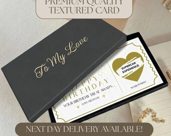 Birthday Scratch Card, Personalised Scratch to Reveal Gift, Custom Scratch to Reveal Gift Ticket, Premium Personalised Engraved Gift Box