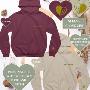 Roman Numeral Embroidered Pocket & Sleeve Matching Hoodie| Custom Anniversary Date Couple Hoodies|Boyfriend Gift | Girlfriend Gift