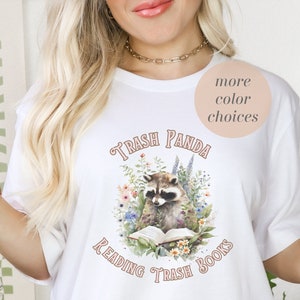 Trash Panda Reading Trash Books Raccoon | Cottagecore | Romance Book Smut Reader | Book Humor | Unisex Jersey Short Sleeve Tee