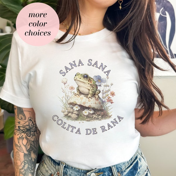 Sana San Colita De Rana | Latinx Humor | Latina Humor | Cottagecore Kidcore | Spanish Humor | Unisex Jersey Short Sleeve Tee