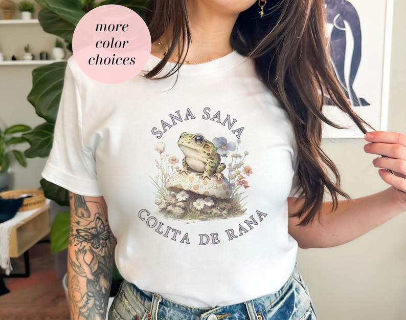 Sana San Colita De Rana Latinx Humor Latina Humor Cottagecore Kidcore Spanish Humor Unisex Jersey Short Sleeve Tee image 1