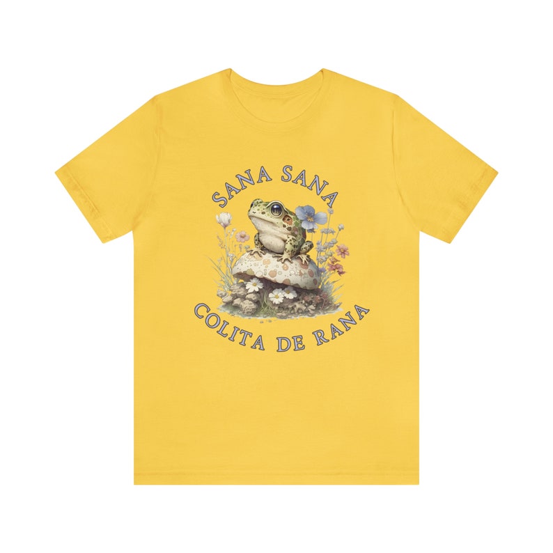 Sana San Colita De Rana Latinx Humor Latina Humor Cottagecore Kidcore Spanish Humor Unisex Jersey Short Sleeve Tee Yellow