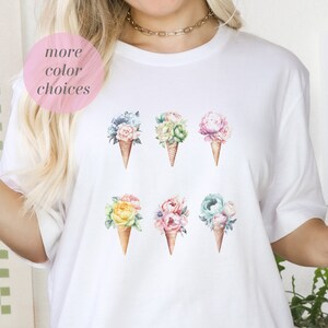 Sweet Blooms | Peonies Ice Cream Cone | Floral Summer | Unisex Jersey Short Sleeve Tee