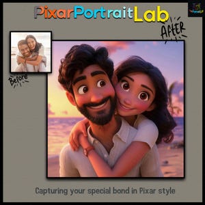 Pixar Style Couple Portrait | Custom Digital Art | Anniversary Gift | Wedding Portrait | Engagement Present