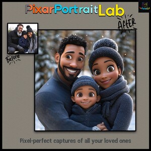 Family Portrait in Pixar Style | Custom Digital Art | Children Portrait | Family Gift | Christmas Present