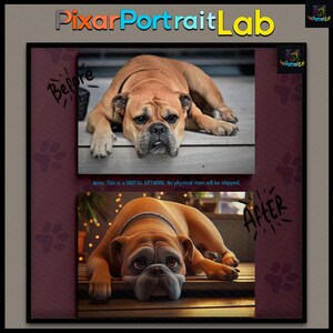 Custom Pet Portrait in Pixar Style | Transform Your Pet Photo into Disney Animation | Digital Pet Art | Dog Cat Portrait | Memorial Gift
