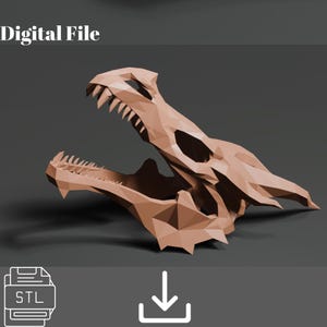 Dragon Head 3D STL File - Dragon Skull 3D Model, Digital Product