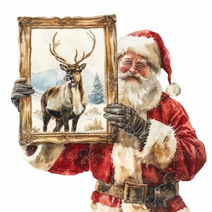 10 Weihnachtsmann und Gemälde Digitale Illustrationen, hochwertige PNG & JPG-Bilder, Clipart, Printable Download, Weihnachtskarte, Lustiger Weihnachtsmann