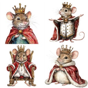 10 muizenkoning digitale illustraties, hoge kwaliteit png- en jpg-afbeeldingen, clipart, afdrukbare download, kroon, troon, notenkraker, kerstverhaal