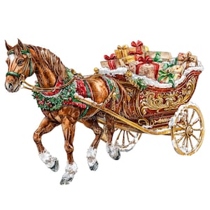 12 illustrazioni digitali di regali di Natale e cavalli, immagini PNG e JPG di alta qualità, clipart, download, cavallo di Natale, carrozza, slitta