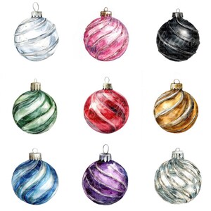 10 illustrazioni digitali di palline intrecciate, immagini PNG e JPG di alta qualità, clipart, download stampabili, palline di Natale, ornamenti invernali