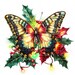 Christmas Butterfly Clipart, Festive Holiday PNG JPG (digital Download ...