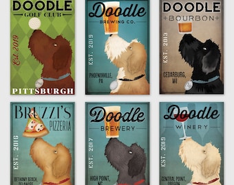 Personalized Pet Portrait DOODLE LABRADOODLE GOLDENDOODLE Poster Print by Ryan Fowler Native Vermont