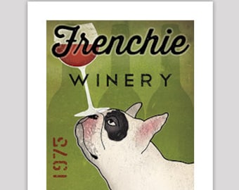 FRENCHIE French Bulldog CUSTOM Personalized Winery Wine Cellars - Archival Pigment Print  inch image area