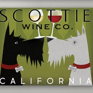 SCOTTIE scottish terrier Dog Free Custom Wine Beer Coffee and more ILLUSTRATION Giclee Print or Ready-to-Hang Canvas signed image 1