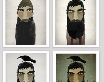 CHOOSE YOUR LUMBERJACK! Lumberjack and Crow -  Art Print by Ryan Fowler Native Vermont