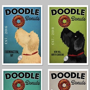FREE CUSTOMIZATION Doodle Dog Labradoodle Goldendoodle Donut Cafe Bakery Sign Archival Poster Print