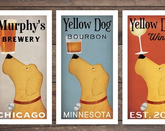 CUSTOM Personalized Brown Dog Craft Beer Brewing Company graphic art illustration GICLEE PRINT Signed