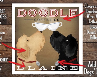 DOODLE Labradoodle Goldendoodle FREE CUSTOMIZATION  Coffee or Beer Brewing  -  Double Dog Brewing Company print Signed