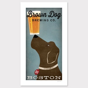 CUSTOM Personalized Brown Dog Craft Beer Brewing Company graphic art illustration GICLEE PRINT Signed image 2