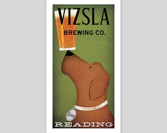 FREE Custom Personalized VIZSLA Dog Craft Beer Brewing Company graphic art illustration PRINT Signed