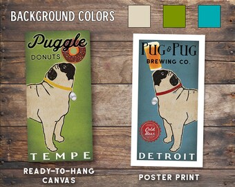 CUSTOM Personalized PUG dog Beer, wine, coffee, donut, martini, bourbon - Archival Pigment Print Beer Brewing Fowler Native Vermont