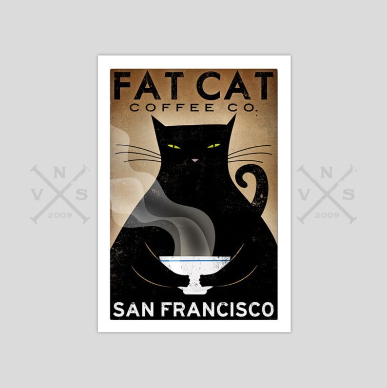 Free CUSTOMIZE PERSONALIZE Fat Cat Coffee Cafe Company ...