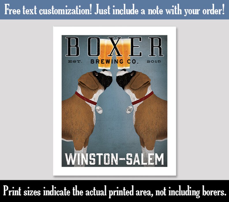 PERSONALIZED BOXER Dog Brewing Company graphic art giclee print SIGNED image 7