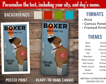 PERSONALIZED - BOXER  Dog Brewing Company graphic art giclee print  SIGNED