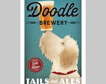 Doodle Goldendoodle Labradoodle Brewing Company Dog Art Beer Poster Print NO CUSTOMIZATION