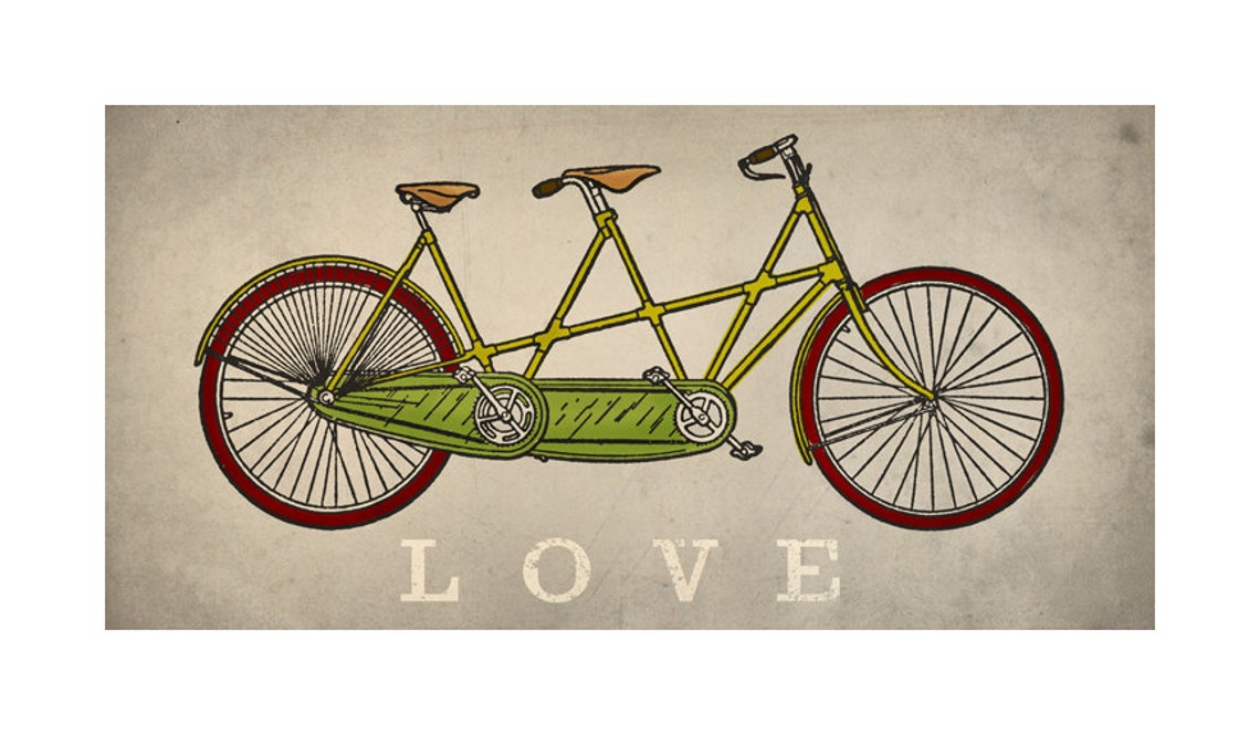 Custom PERSONALIZED Tandem BICYCLE bike LOVE ready to hang Etsy
