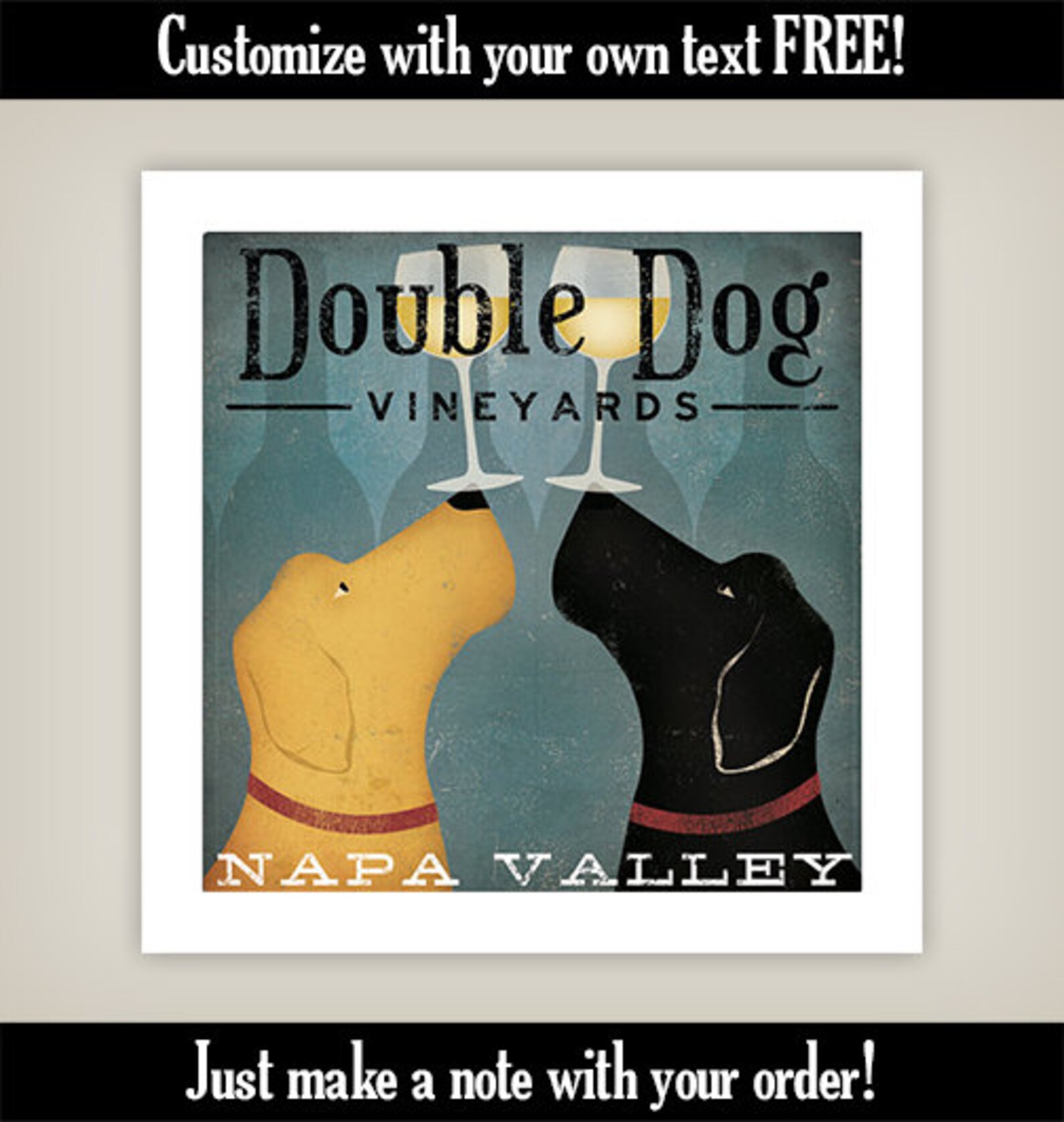 Double Dog Wine Vineyards CUSTOM PERSONALIZED Stretched Canvas Etsy