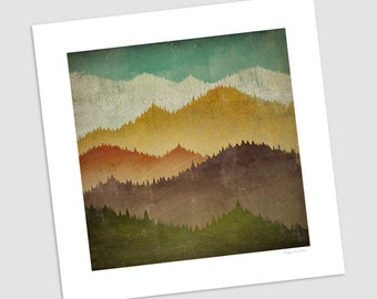 MOUNTAIN VIEW Smoky Mountains Green Mountains graphic art print SIGNED