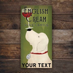 ENGLISH CREAM Personalized Great PYRENEES Wine Beer Coffee Golden Retriever Poster Print or ready-to-hang canvas Signed Ryan Fowler image 4