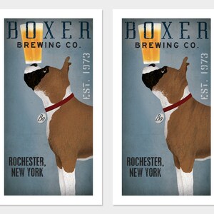 PERSONALIZED BOXER Dog Brewing Company graphic art giclee print SIGNED image 6