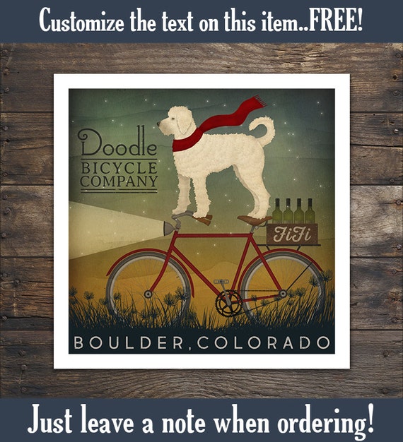Doodle Labradoodle Wheaten Bicycle Art Print Etsy