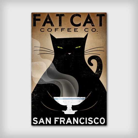Free Customize Personalize Fat Cat Coffee Cafe Company Black Etsy