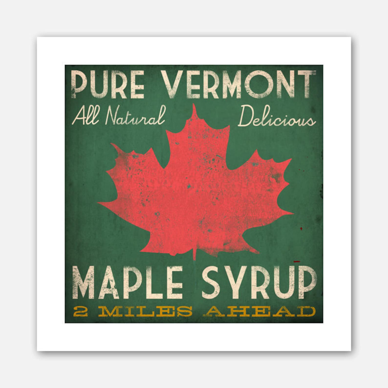 VERMONT MAPLE SYRUP Rustic Road Sign Graphic Art Print | Etsy