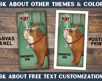 FREE Customization BULLDOG Wine PERSONALIZED Bulldog Brewing Company Gallery Wrapped Stretched Canvas or Poster