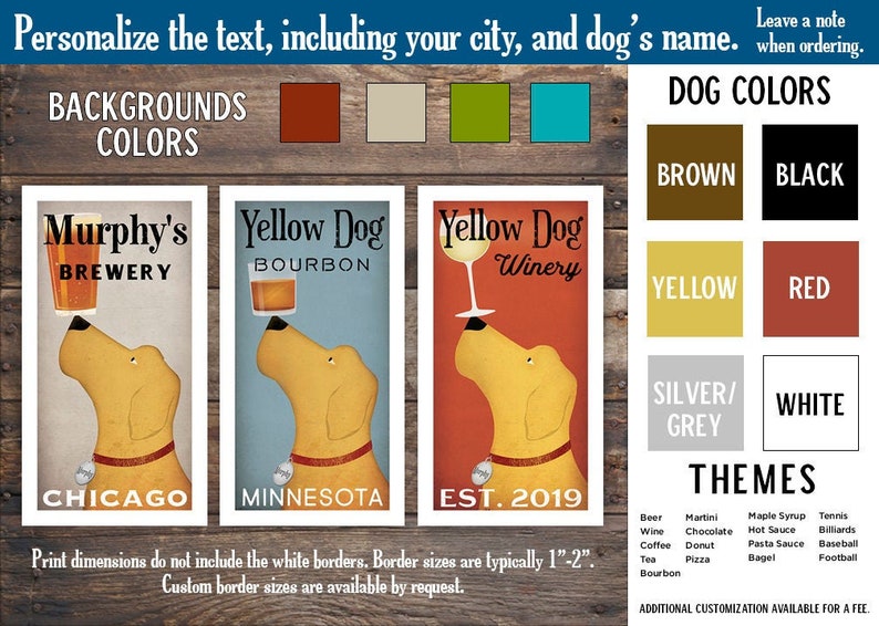 CUSTOM Personalized Brown Dog Craft Beer Brewing Company graphic art illustration GICLEE PRINT Signed image 1