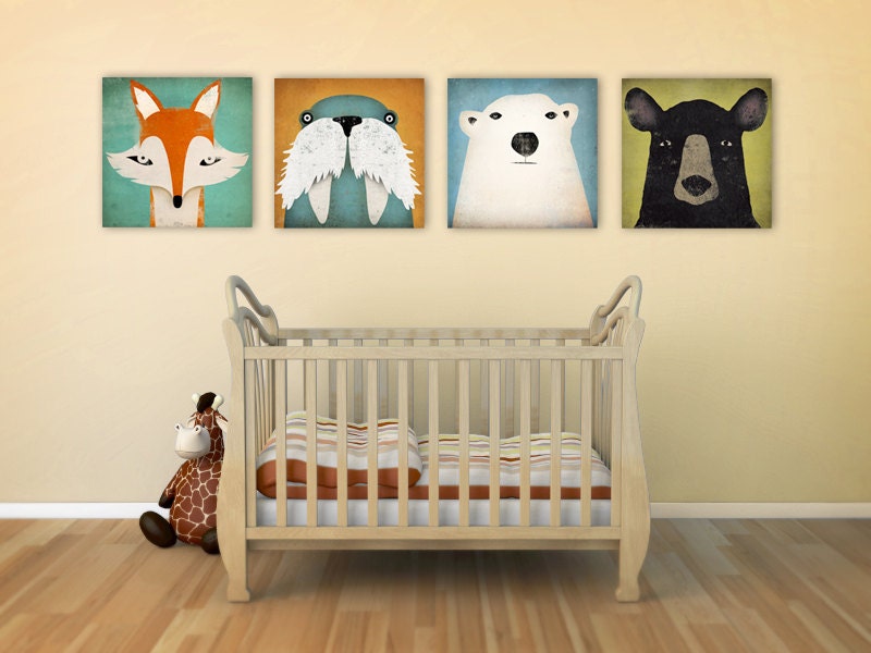 4 Native Vermont 12x12x1.5 Stretched CANVAS Baby Nursery wall Etsy