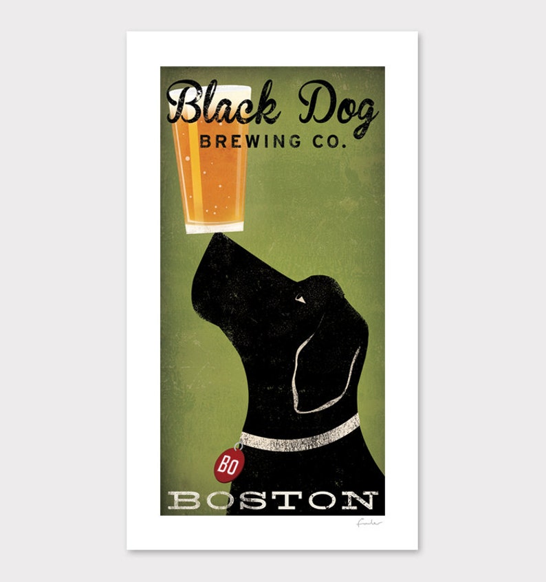CUSTOM Personalized Brown Dog Craft Beer Brewing Company graphic art illustration GICLEE PRINT Signed image 6