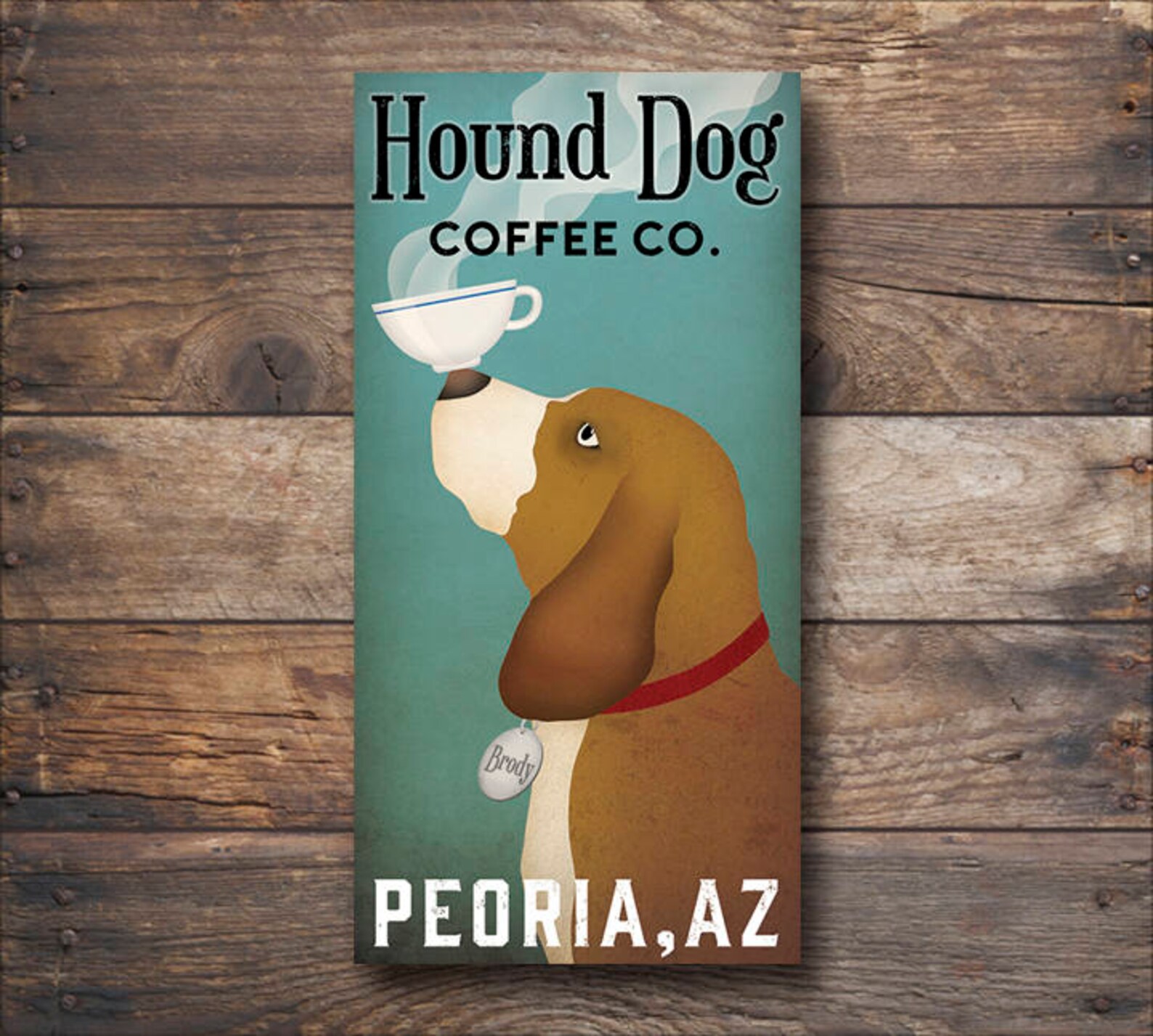 CUSTOM Hound Dog Basset Hound Coffee Company Graphic Art Etsy