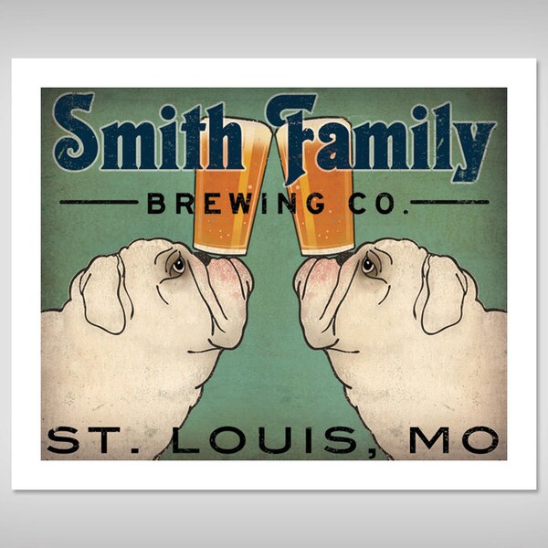 free BULLDOG Personalize Customizable -  BULLDOG Brewing Company graphic art giclee print SIGNED