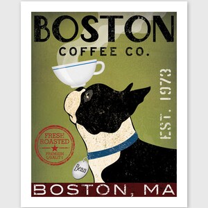 BOSTON TERRIER Coffee Co. ILLUSTRATION Print signed image 2